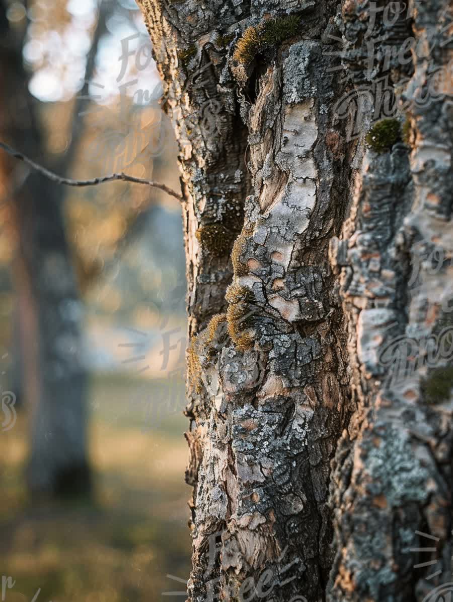 Close-Up of Textured Tree Bark in Natural Forest Setting