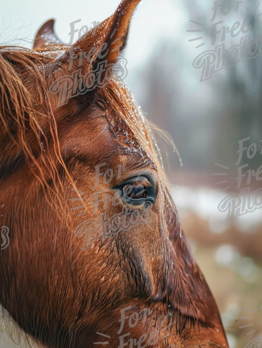 Close-Up of a Majestic Horse in Winter Landscape