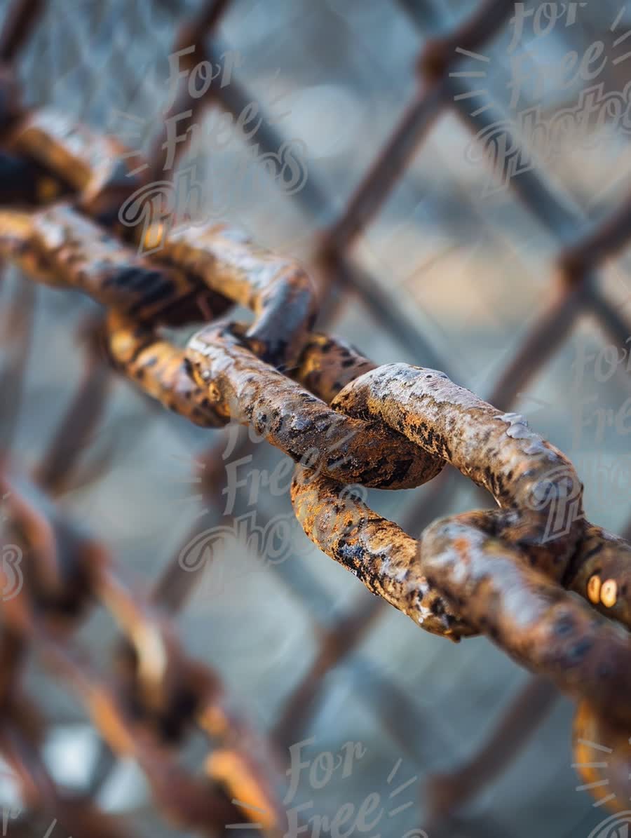 Rusty Chain Link Close-Up: Symbol of Strength and Resilience