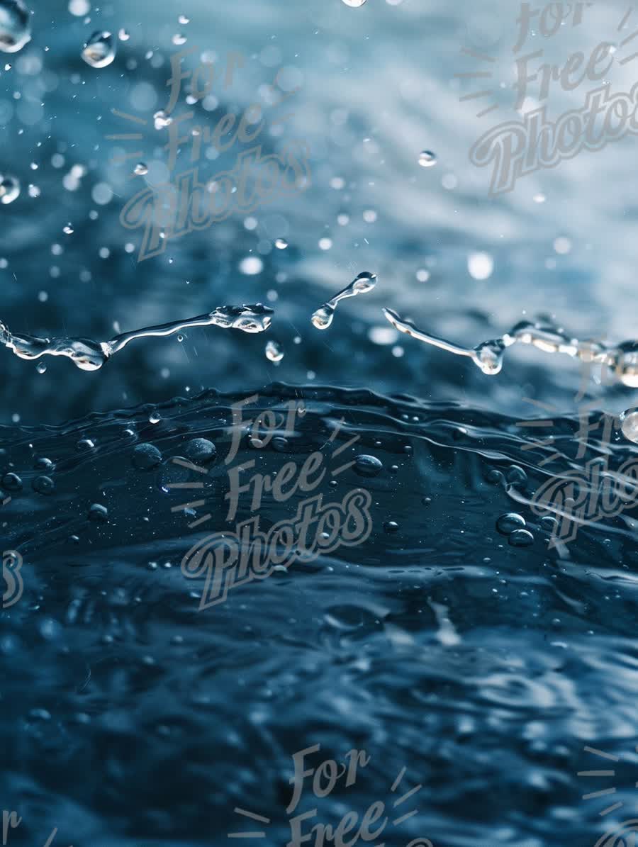 Dynamic Water Splash with Droplets - Refreshing Blue Liquid Background