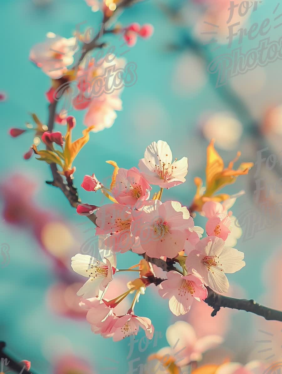 Delicate Cherry Blossom Branch in Soft Focus - Spring Floral Beauty